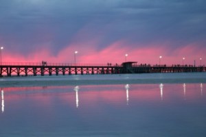 jetty lights after sunset