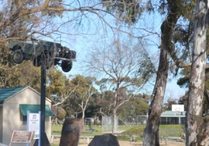 Land rover on a pole